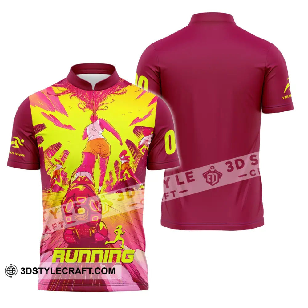 Unisex Shirt - Custom Running 3D Shirt - Zipper Polo Shirt / S - T-shirt