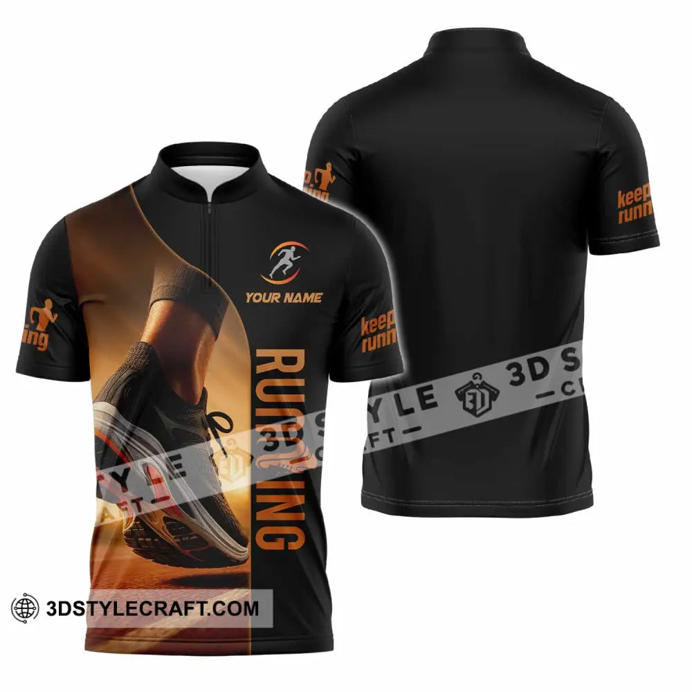 Unisex Shirt - Custom Running 3D Shirt Zipper Polo Shirt / S T-shirt