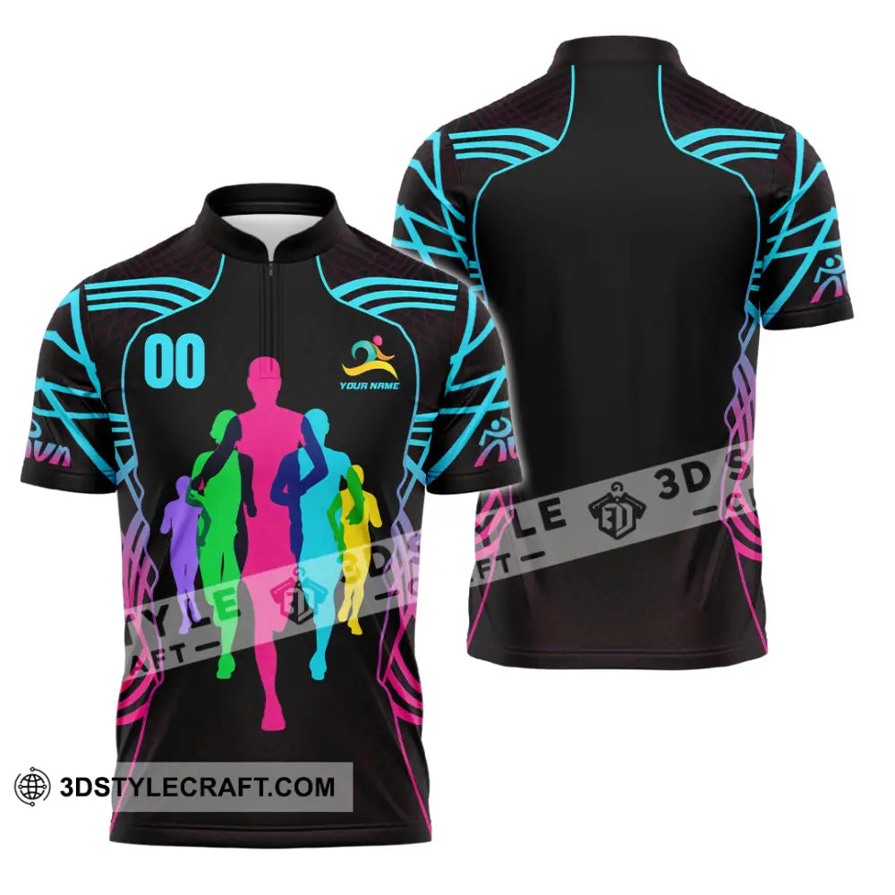 Unisex Shirt - Custom Running 3D Shirt Zipper Polo Shirt / S T-shirt