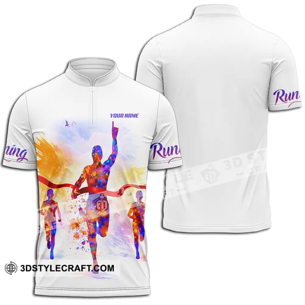 Unisex Shirt - Custom Running 3D Shirt Zipper Polo Shirt / S T-shirt