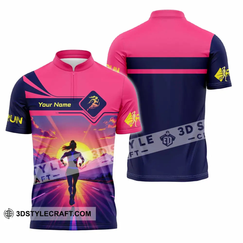 Unisex Shirt - Custom Running 3D Shirt Zipper Polo Shirt / S T-shirt