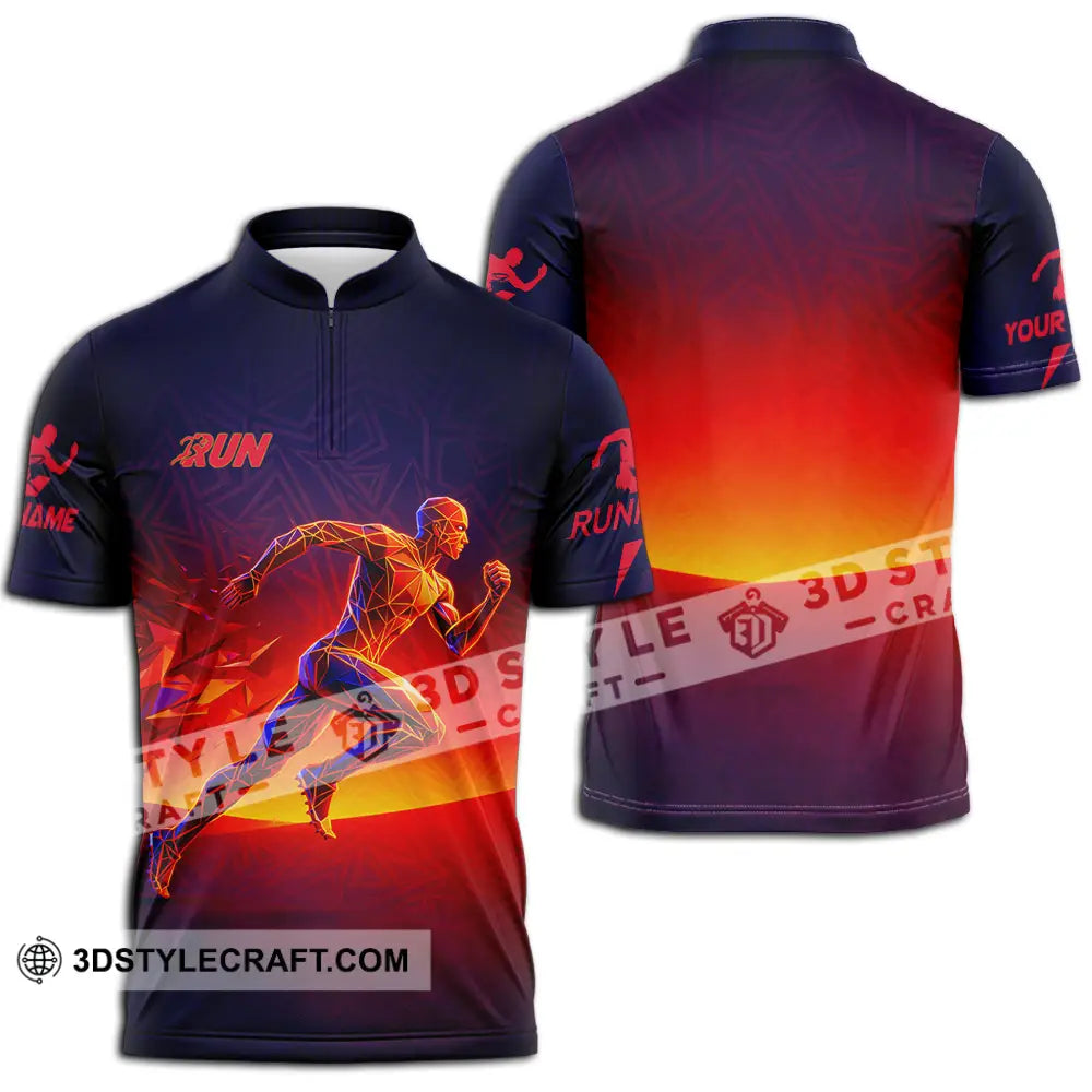 Unisex Shirt - Custom Running 3D Shirt Zipper Polo Shirt / S T-shirt