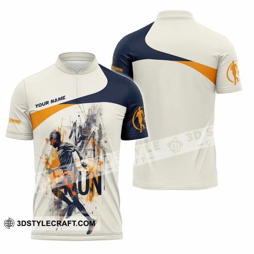 Unisex Shirt - Custom Running Never Give Up 3D Shirt Zipper Polo Shirt / S T-shirt