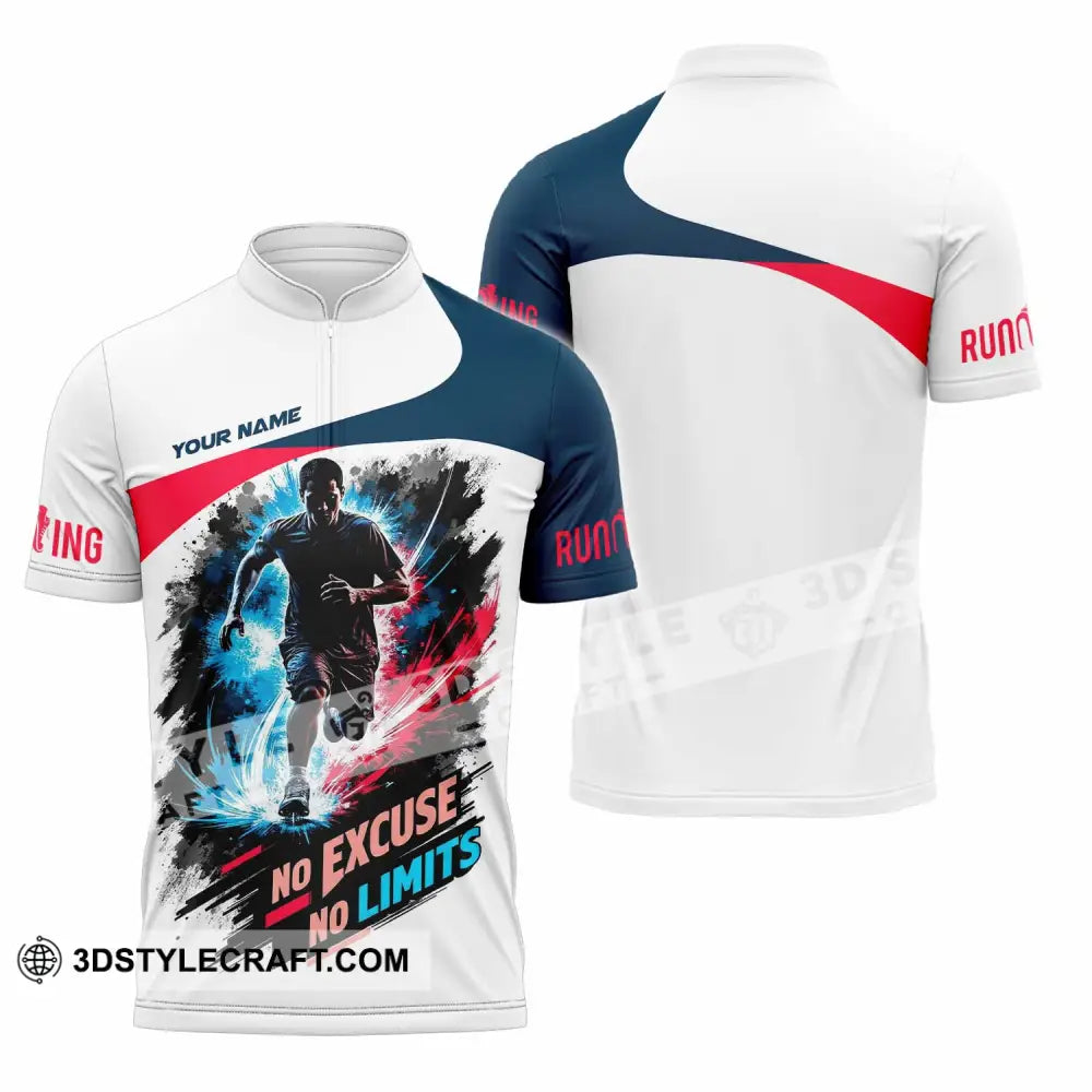 Unisex Shirt - Custom Running No Excuse No Limits Shirt - Zipper Polo Shirt / S - T-shirt