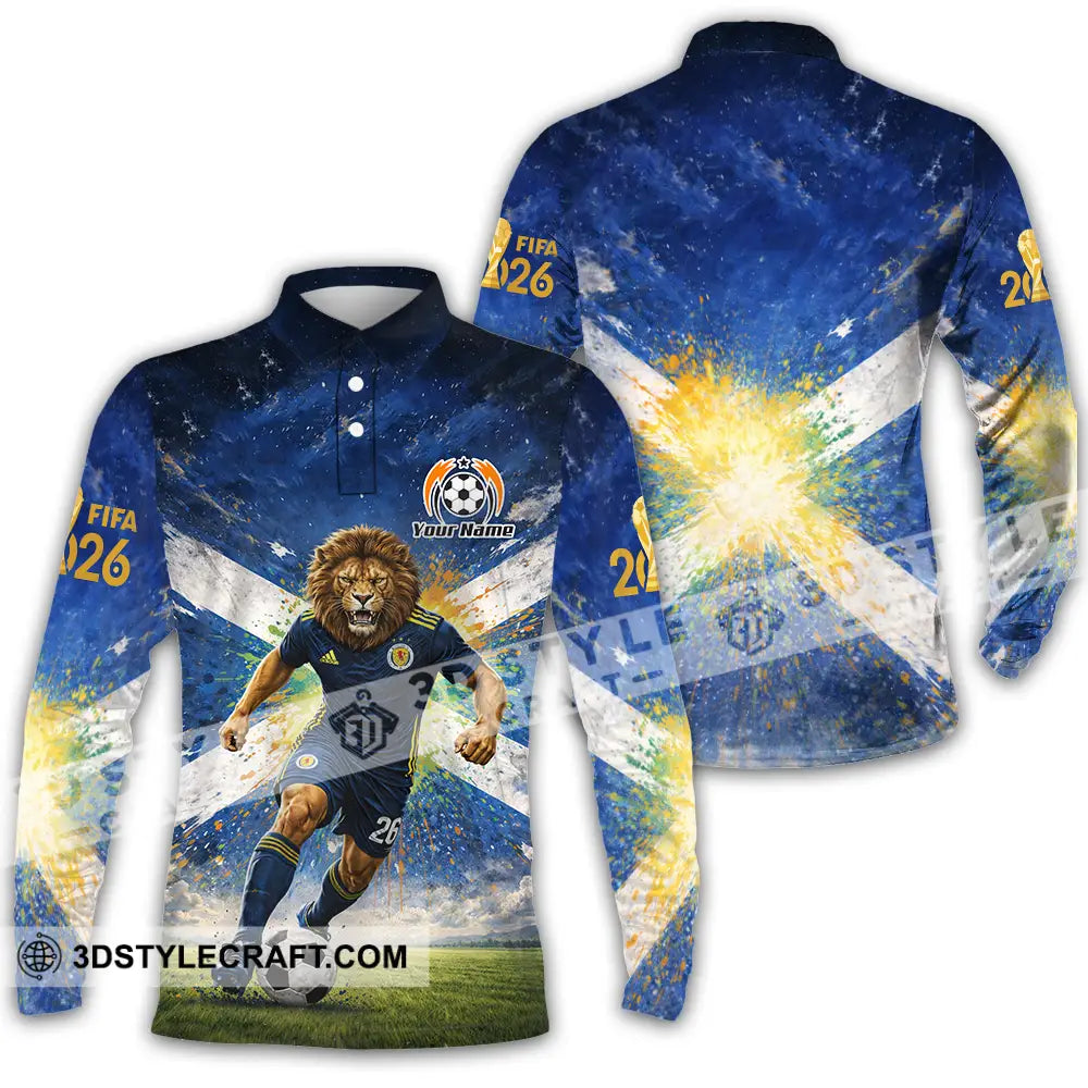 Unisex Shirt - Custom Scotland Fifa World Cup 2026 3D Shirt Long Sleeve Polo / S T-shirt