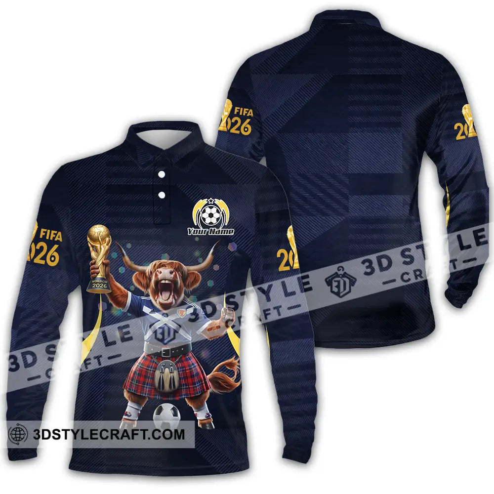 Unisex Shirt - Custom Scotland Fifa World Cup 2026 3D Shirt Long Sleeve Polo / S T-shirt