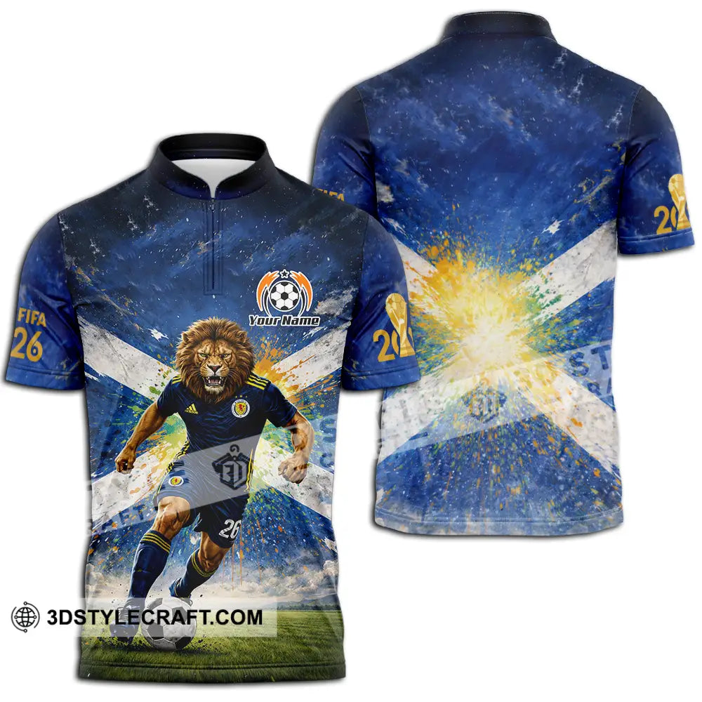 Unisex Shirt - Custom Scotland Fifa World Cup 2026 3D Shirt Zipper Polo Shirt / S T-shirt