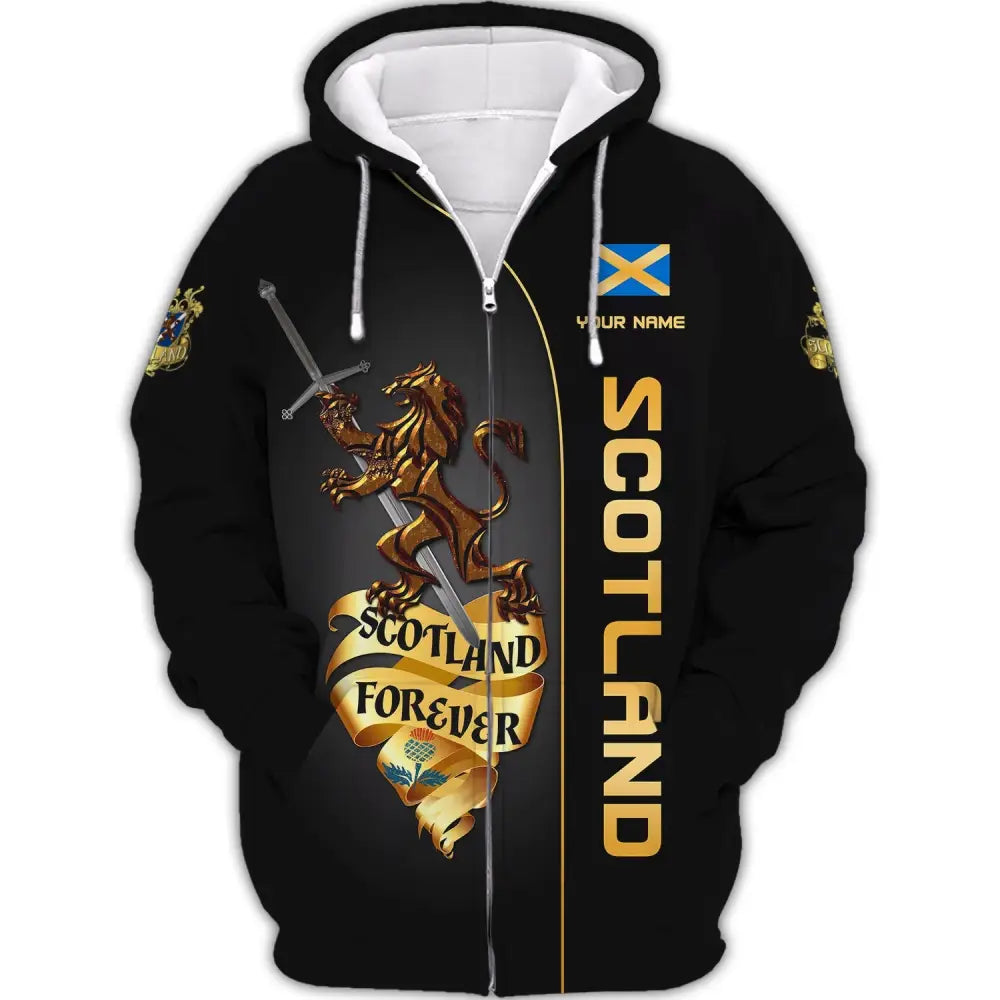 Unisex Shirt Custom Scotland Forever T-Shirt Clothing Zipper Hoodie / S