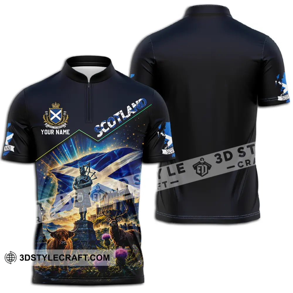 Unisex Shirt - Custom Scotland Shirt - Zipper Polo Shirt / S - T-shirt