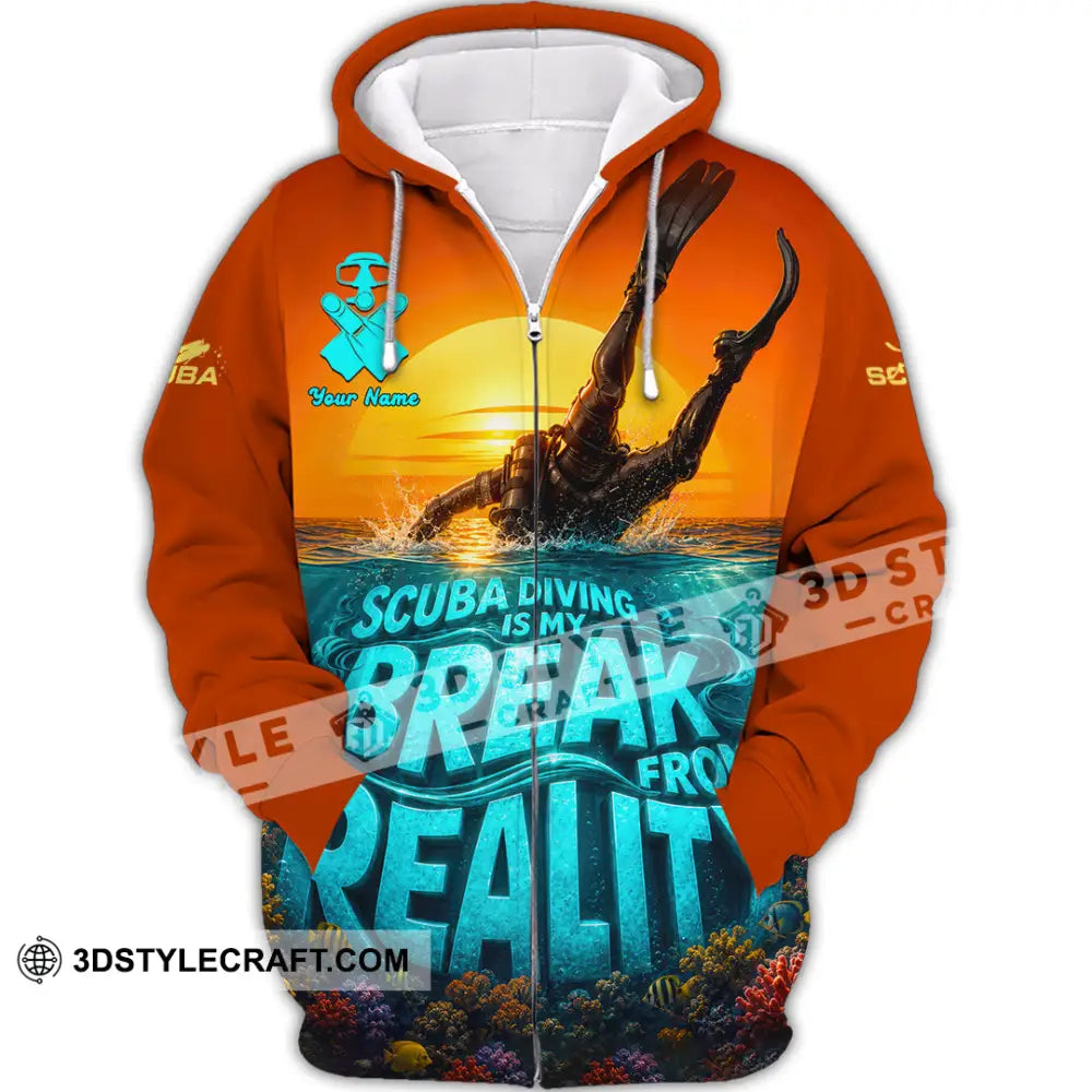 Unisex Shirt - Custom Scuba Diving Is My Break From Reality Shirt - Zipper Hoodie / S - T-shirt