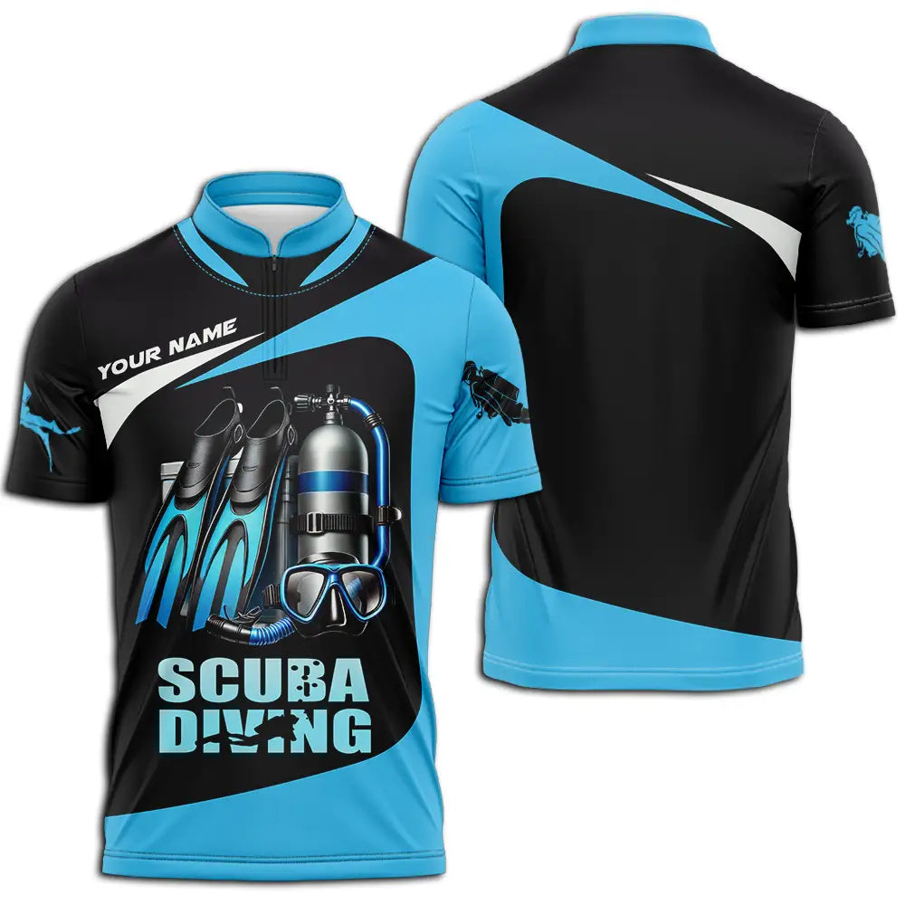 Unisex Shirt - Custom Scuba Diving Lover Shirt Zipper Polo Shirt / S T-shirt