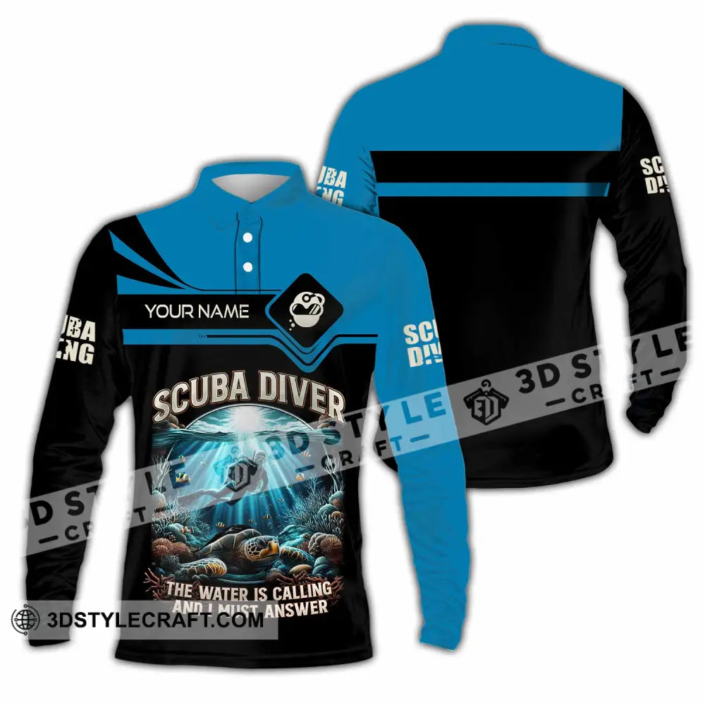 Unisex Shirt - Custom Scuba Diving The Water Is Calling And I Must Answer Shirt Long Sleeve Polo / S T-shirt