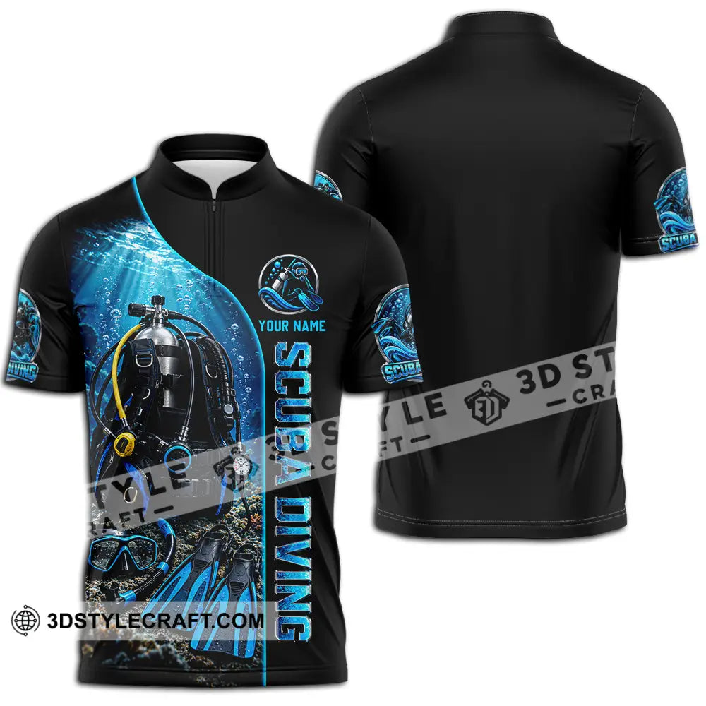 Unisex Shirt - Custom Scuba Diving Shirt - Zipper Polo Shirt / S - T-shirt