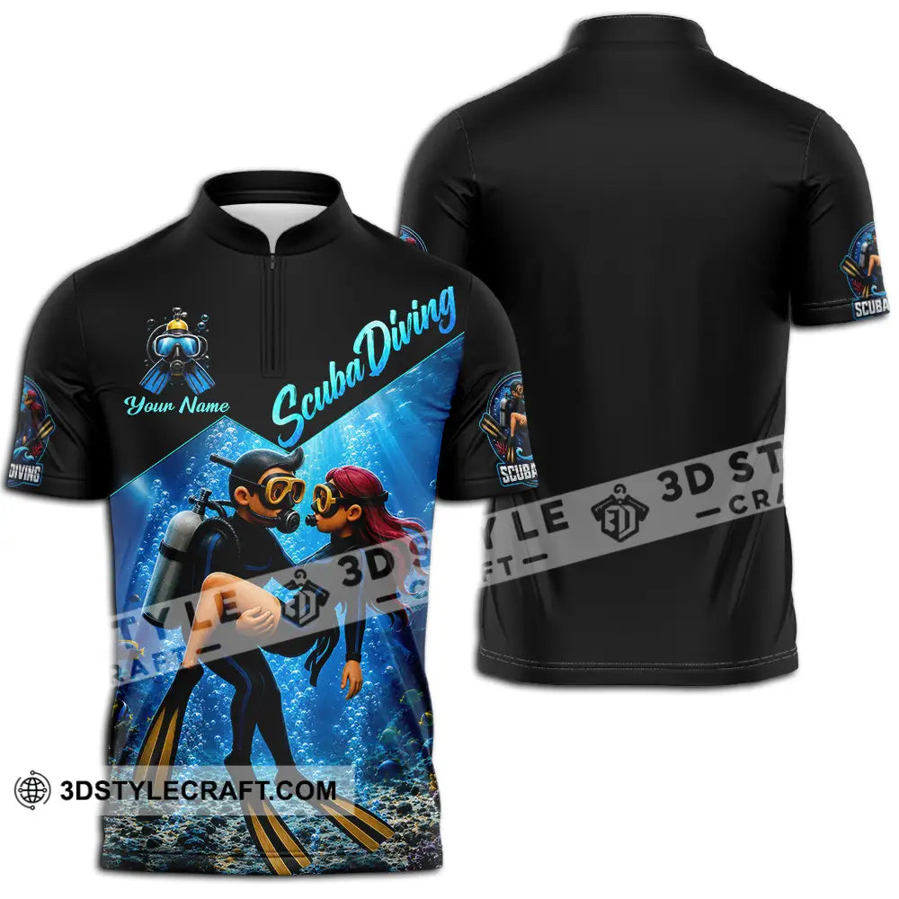 Unisex Shirt - Custom Scuba Diving Shirt - Zipper Polo Shirt / S - T-shirt