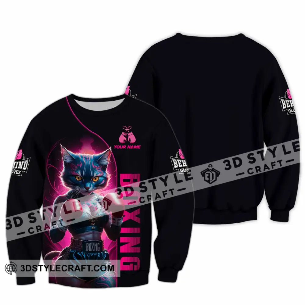 Unisex Shirt - Custom Sexy Boxing Cat Boxing Lover Shirt Long Sleeve / S T-shirt