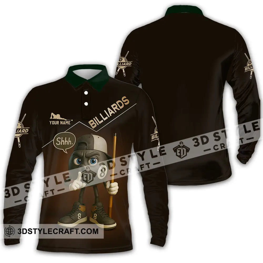 Unisex Shirt - Custom Shhh Billiards Shirt Long Sleeve Polo / S T-shirt
