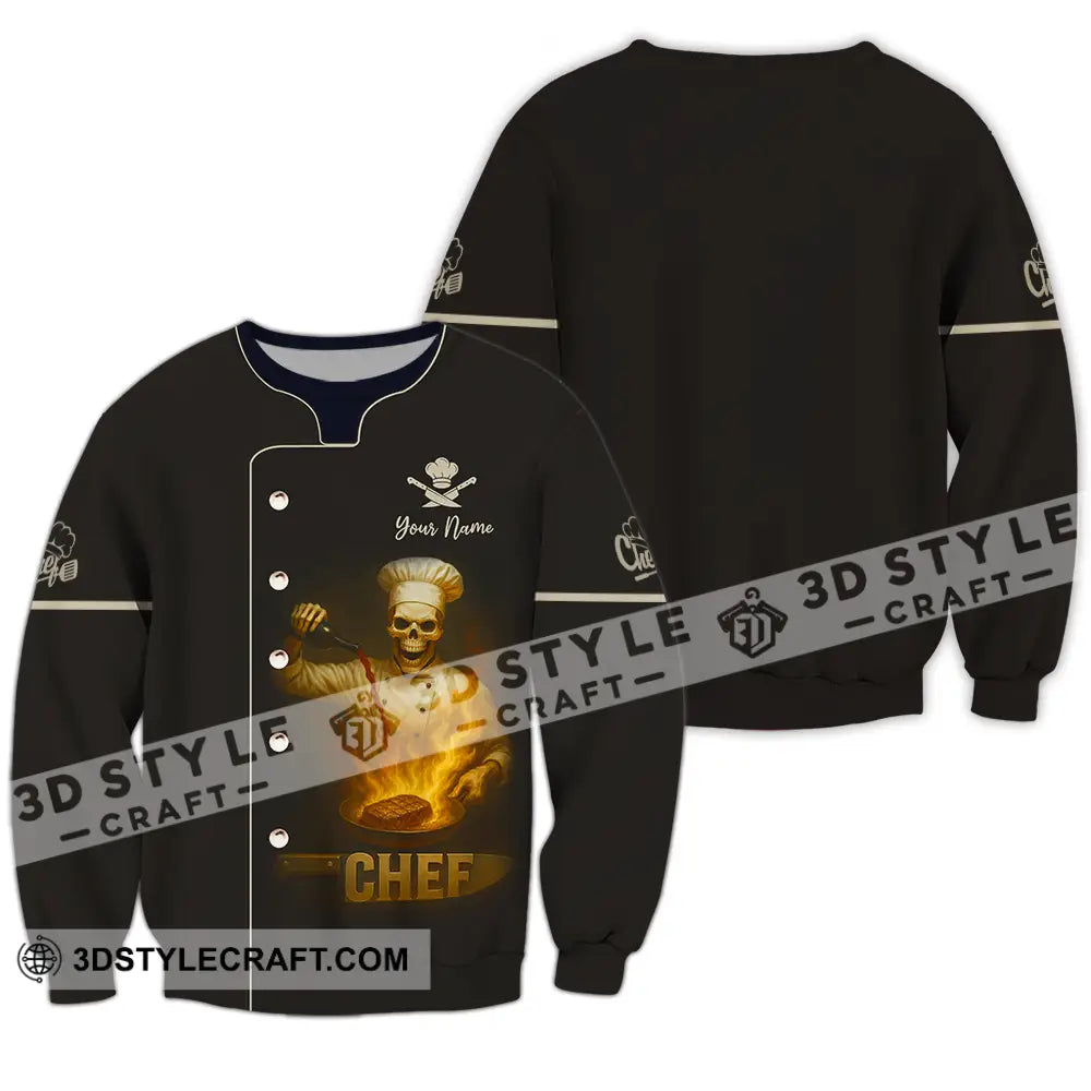 Unisex Shirt - Custom Skeleton Chef Shirt Long Sleeve / S T-shirt