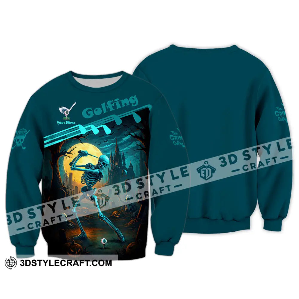 Unisex Shirt - Custom Skeleton Golfing Golf Player Shirt Long Sleeve / S T-shirt