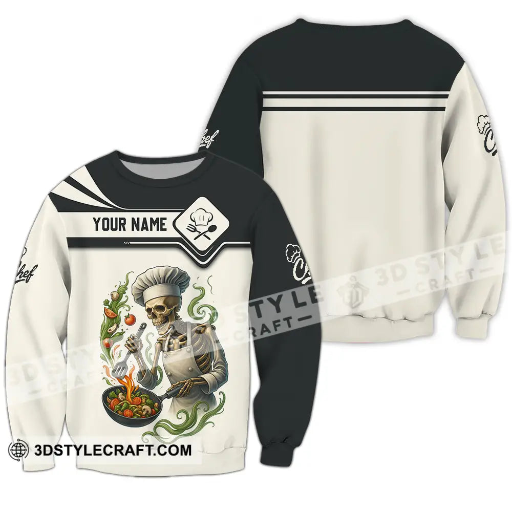 Unisex Shirt - Custom Skeleton Master Chef Chef Shirt Long Sleeve / S T-shirt