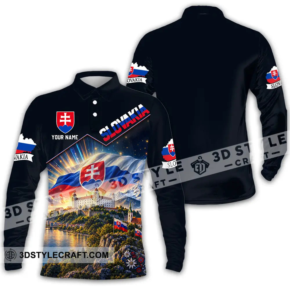 Unisex Shirt - Custom Slovakia Shirt - Long Sleeve Polo / S - T-shirt