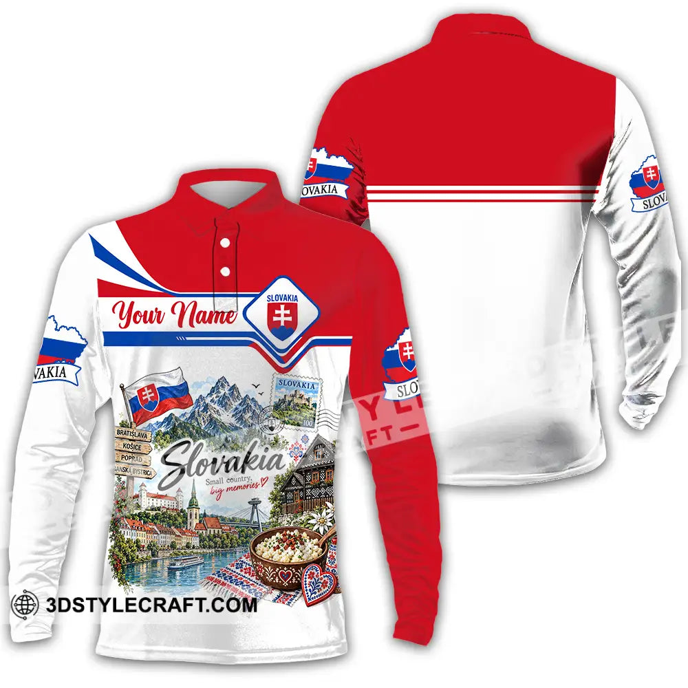 Unisex Shirt - Custom Slovakia Shirt - Long Sleeve Polo / S - T-shirt