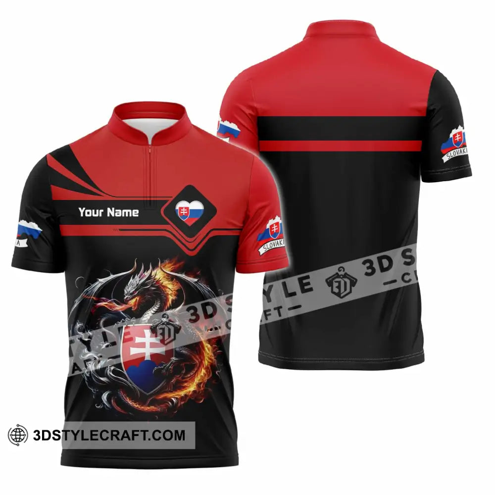 Unisex Shirt - Custom Slovakia Shirt - Zipper Polo Shirt / S - T-shirt