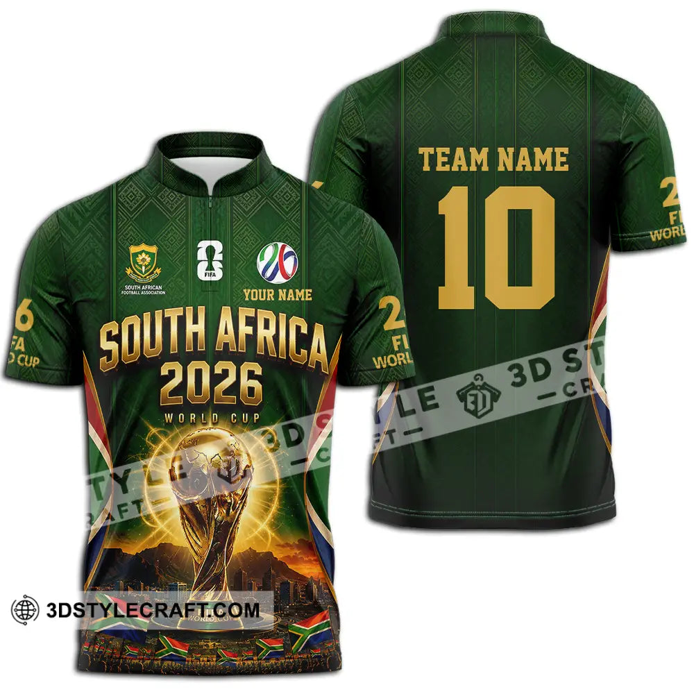 Unisex Shirt - Custom South Africa World Cup 2026 Shirt - Zipper Polo Shirt / S - T-shirt