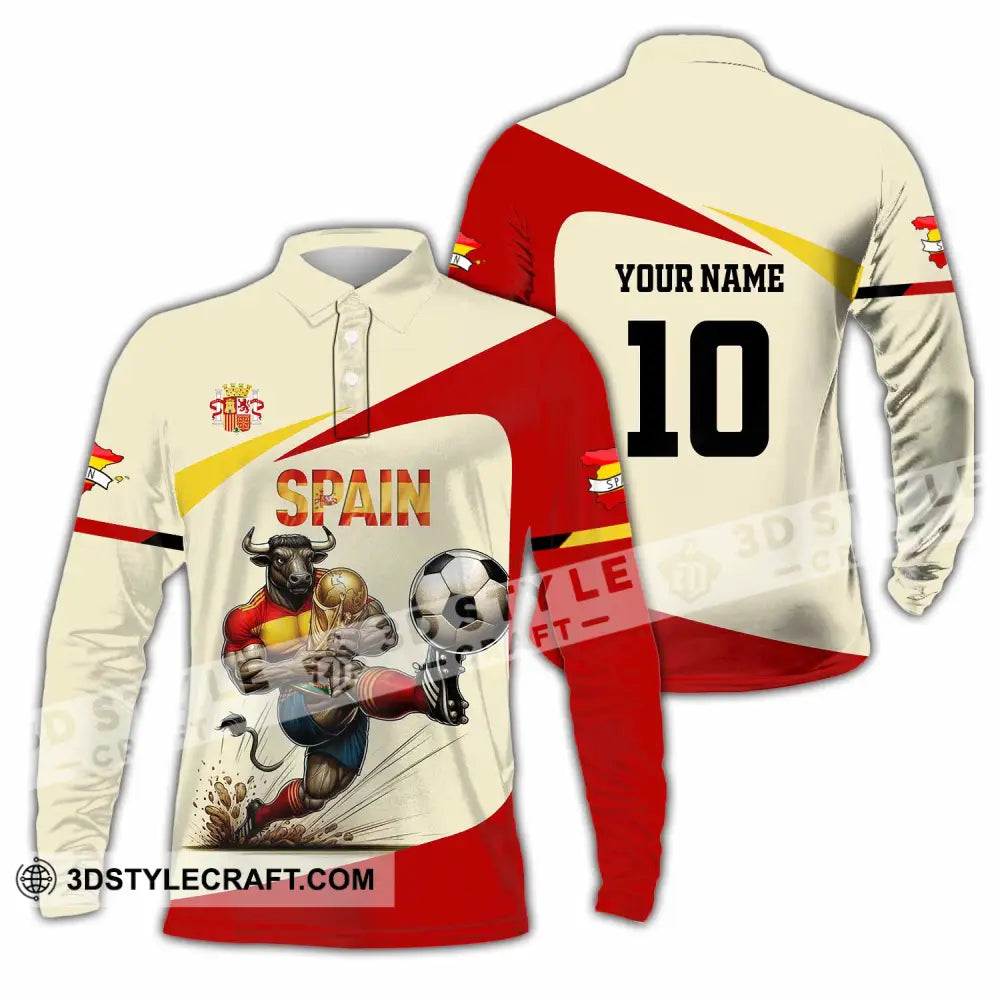 Unisex Shirt - Custom Spain 3D Shirt Long Sleeve Polo / S T-shirt