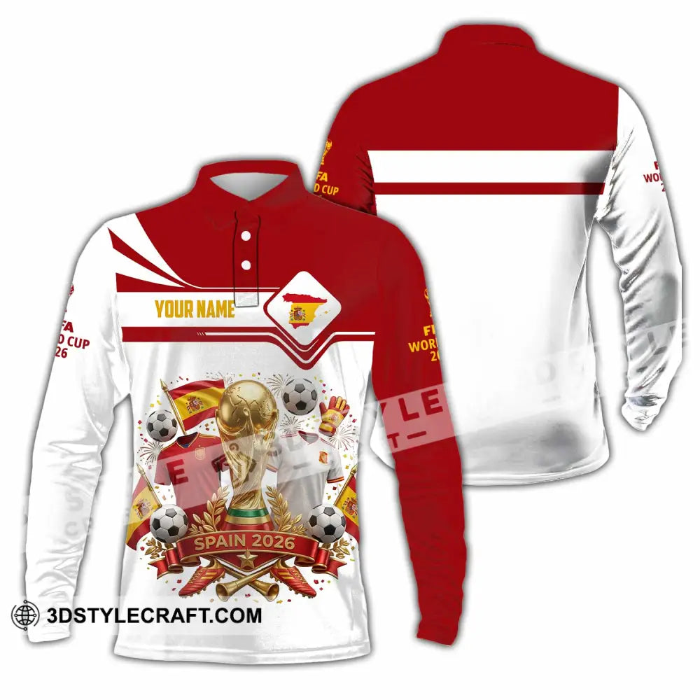 Unisex Shirt - Custom Spain World Cup 2026 3D Shirt - Long Sleeve Polo / S - T-shirt