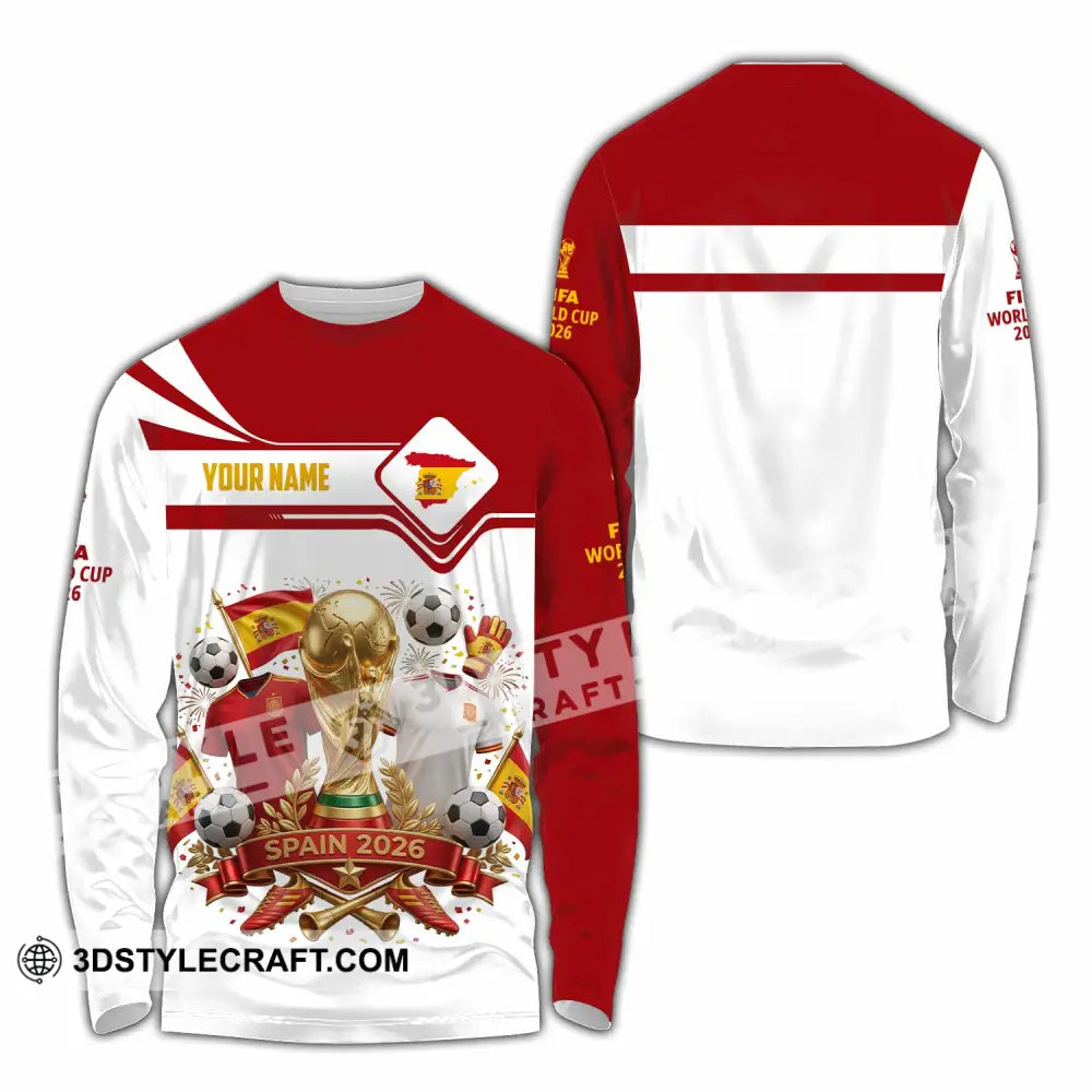 Unisex Shirt - Custom Spain World Cup 2026 3D Shirt - Long Sleeve Shirt / S - T-shirt