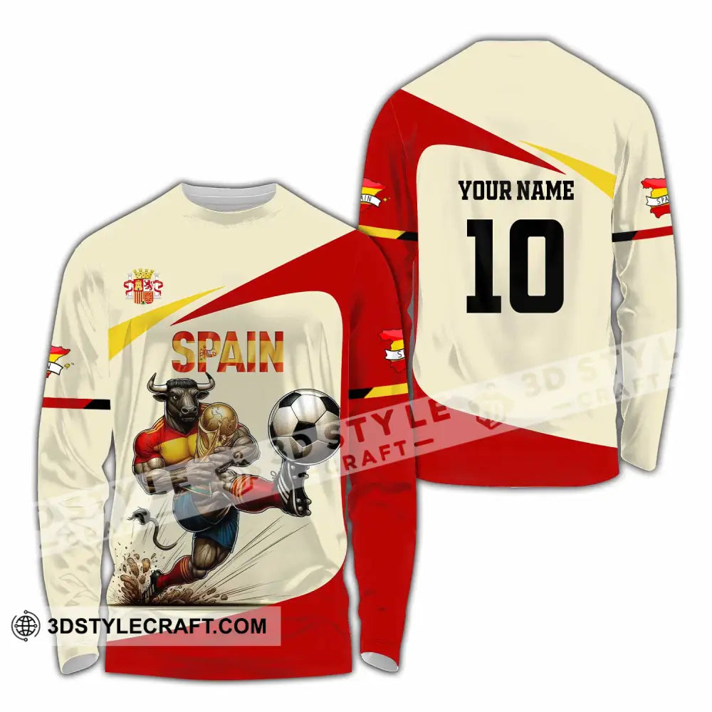 Unisex Shirt - Custom Spain 3D Shirt Long Sleeve Shirt / S T-shirt