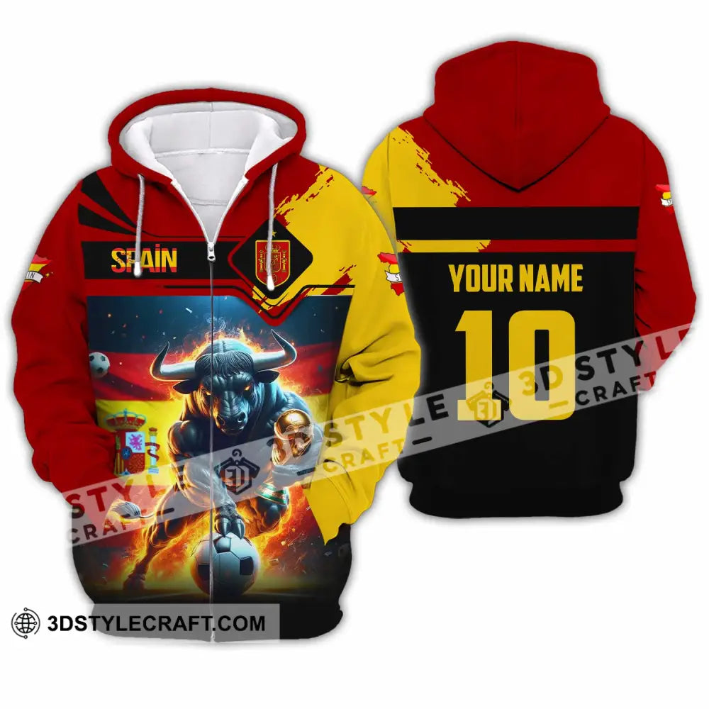 Unisex Shirt - Custom Spain 3D Shirt Zipper Hoodie / S T-shirt