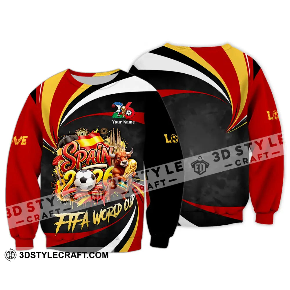 Unisex Shirt - Custom Spain Fifa World Cup 2026 3D Shirt Long Sleeve / S T-shirt
