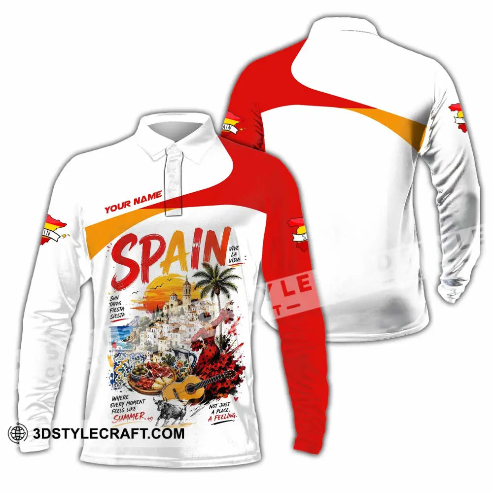 Unisex Shirt - Custom Spain Shirt - Long Sleeve Polo / S - T-shirt