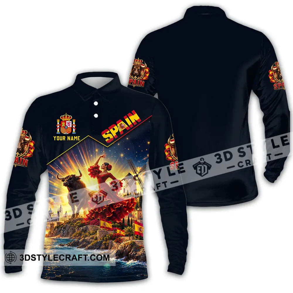 Unisex Shirt - Custom Spain Shirt - Long Sleeve Polo / S - T-shirt
