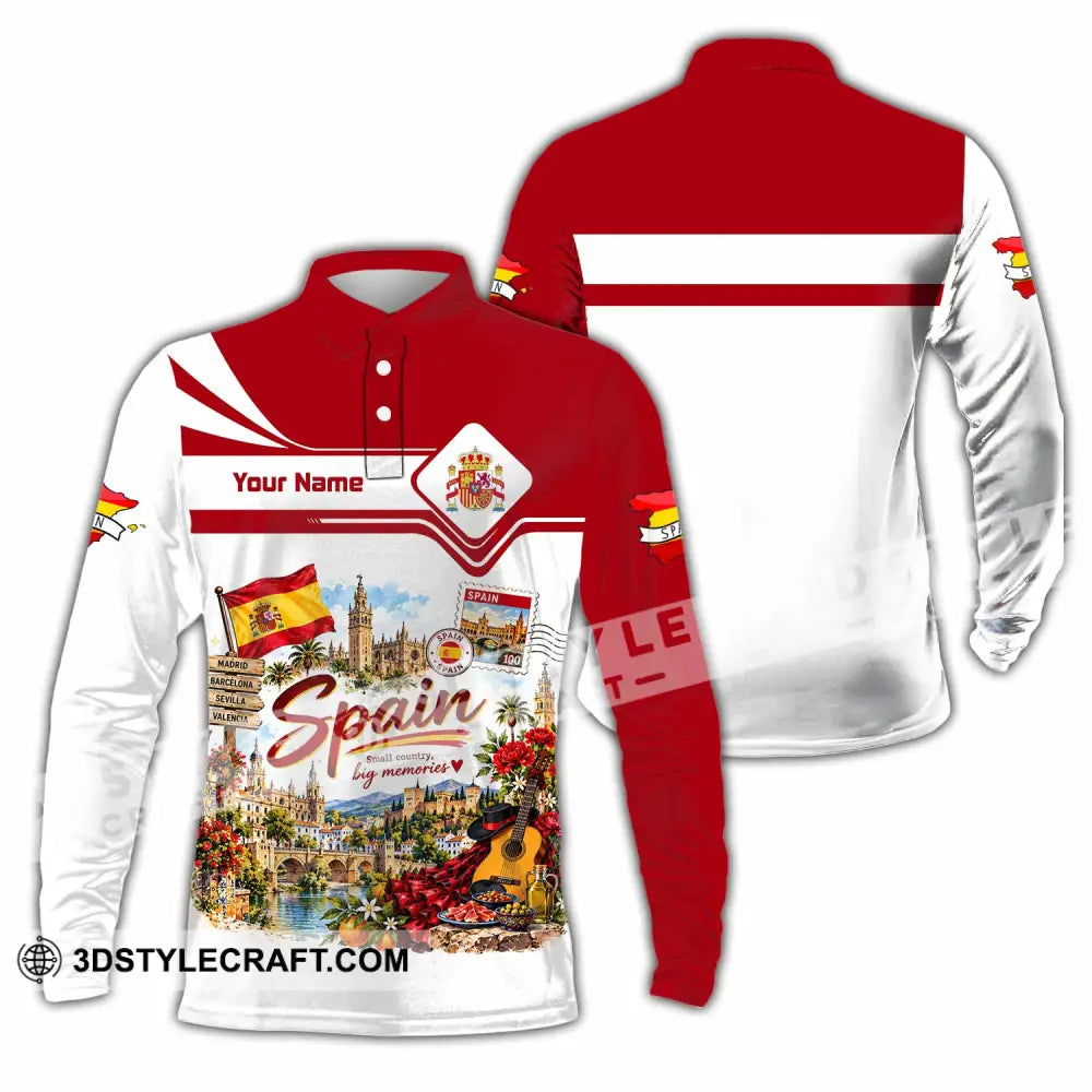 Unisex Shirt - Custom Spain Shirt - Long Sleeve Polo / S - T-shirt