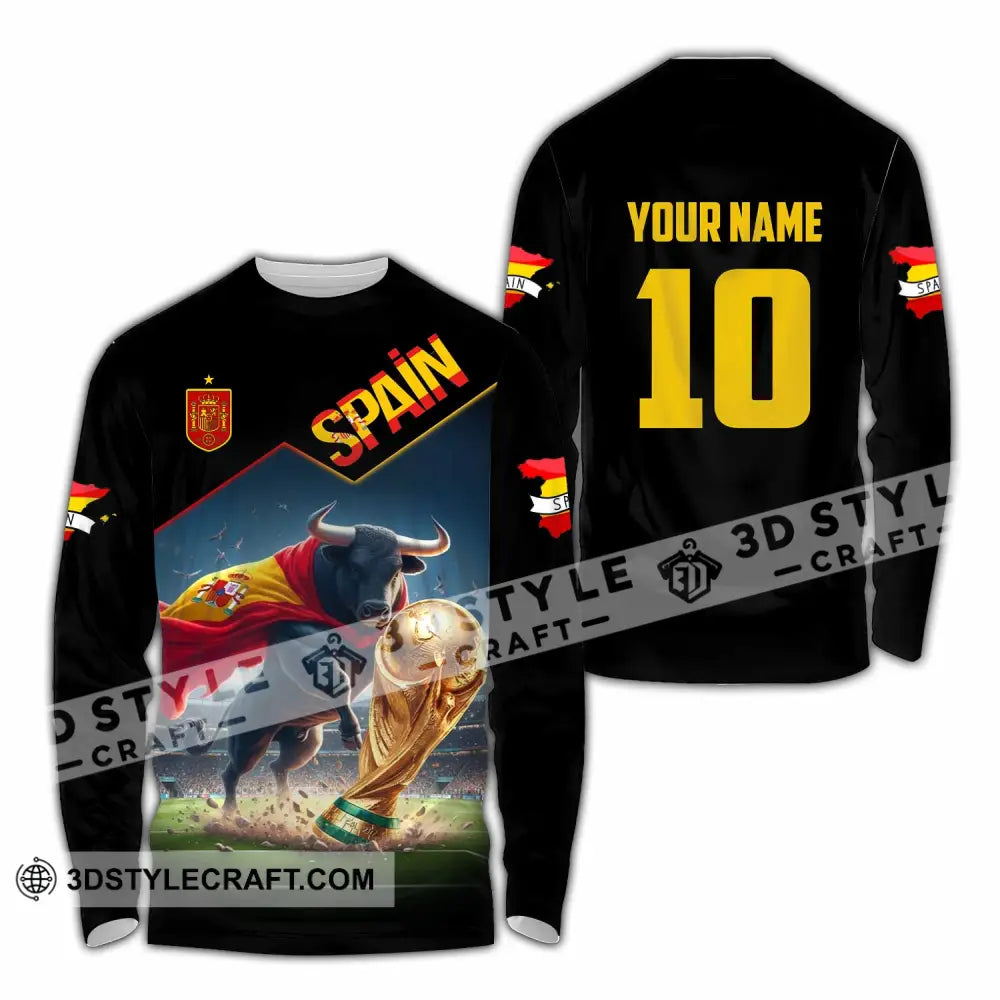 Unisex Shirt - Custom Spain World Cup 2026 3D Shirt Long Sleeve Shirt / S T-shirt