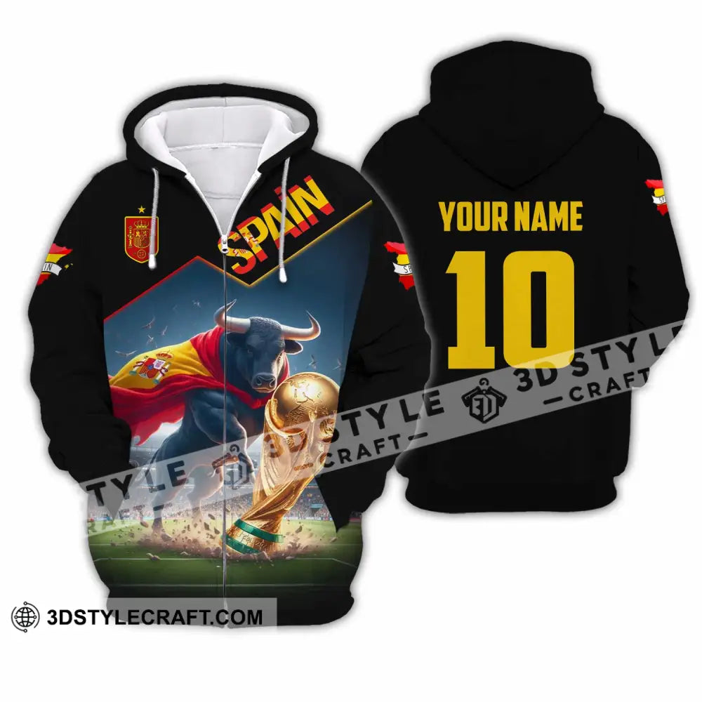Unisex Shirt - Custom Spain World Cup 2026 3D Shirt Zipper Hoodie / S T-shirt