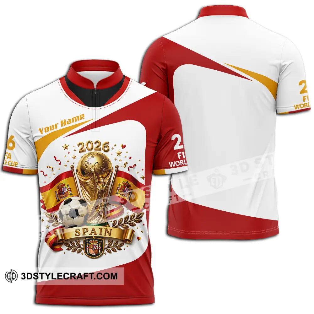 Unisex Shirt - Custom Spain World Cup 2026 Shirt - Zipper Polo Shirt / S - T-shirt