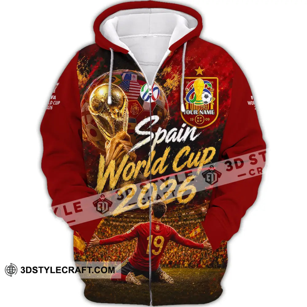 Unisex Shirt - Custom Spain World Cup 2026 Shirt - Zipper Hoodie / S - T-shirt