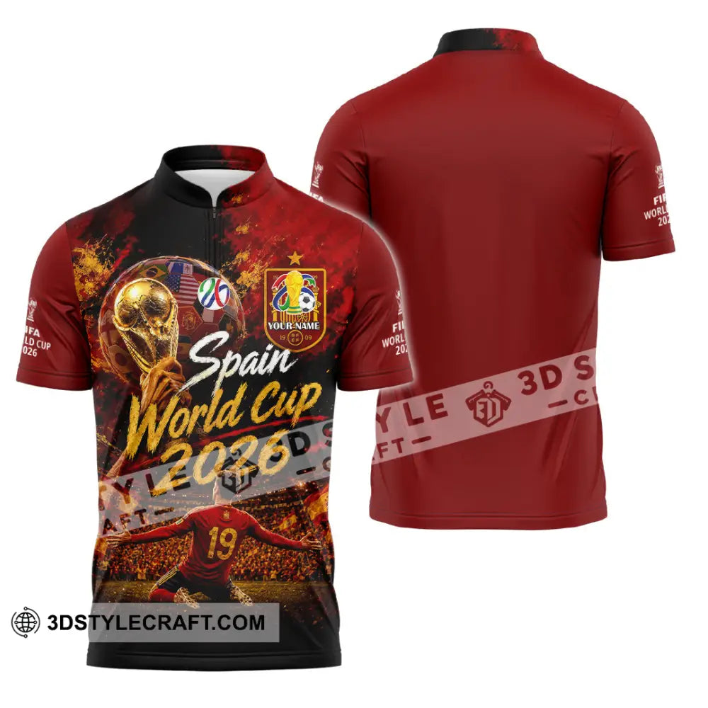 Unisex Shirt - Custom Spain World Cup 2026 Shirt - Zipper Polo Shirt / S - T-shirt