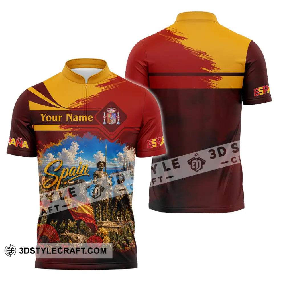 Unisex Shirt - Custom Spain Shirt - Zipper Polo Shirt / S - T-shirt