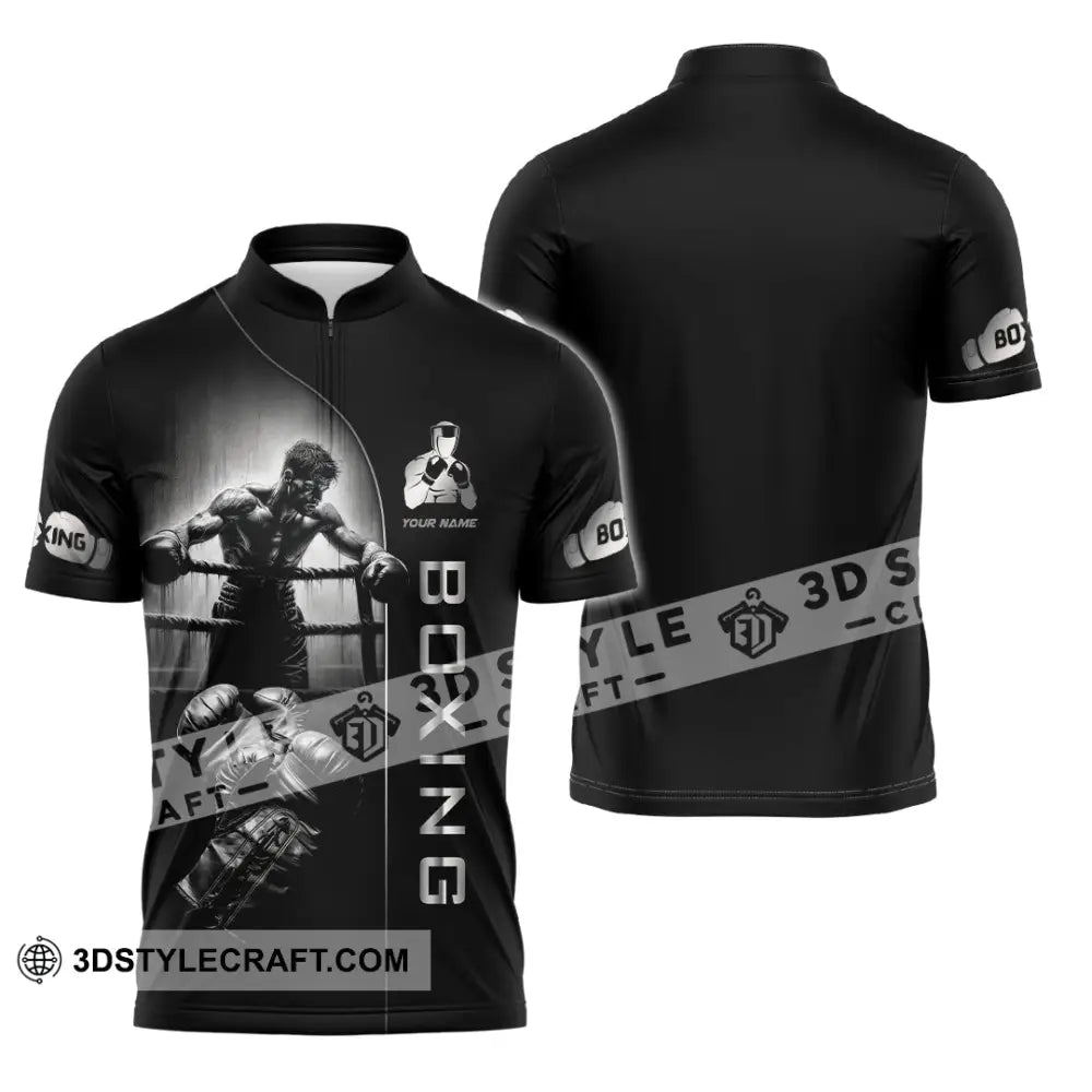 Unisex Shirt - Custom Strong Men Boxing Lover Sport Shirt Zipper Polo Shirt / S T-shirt