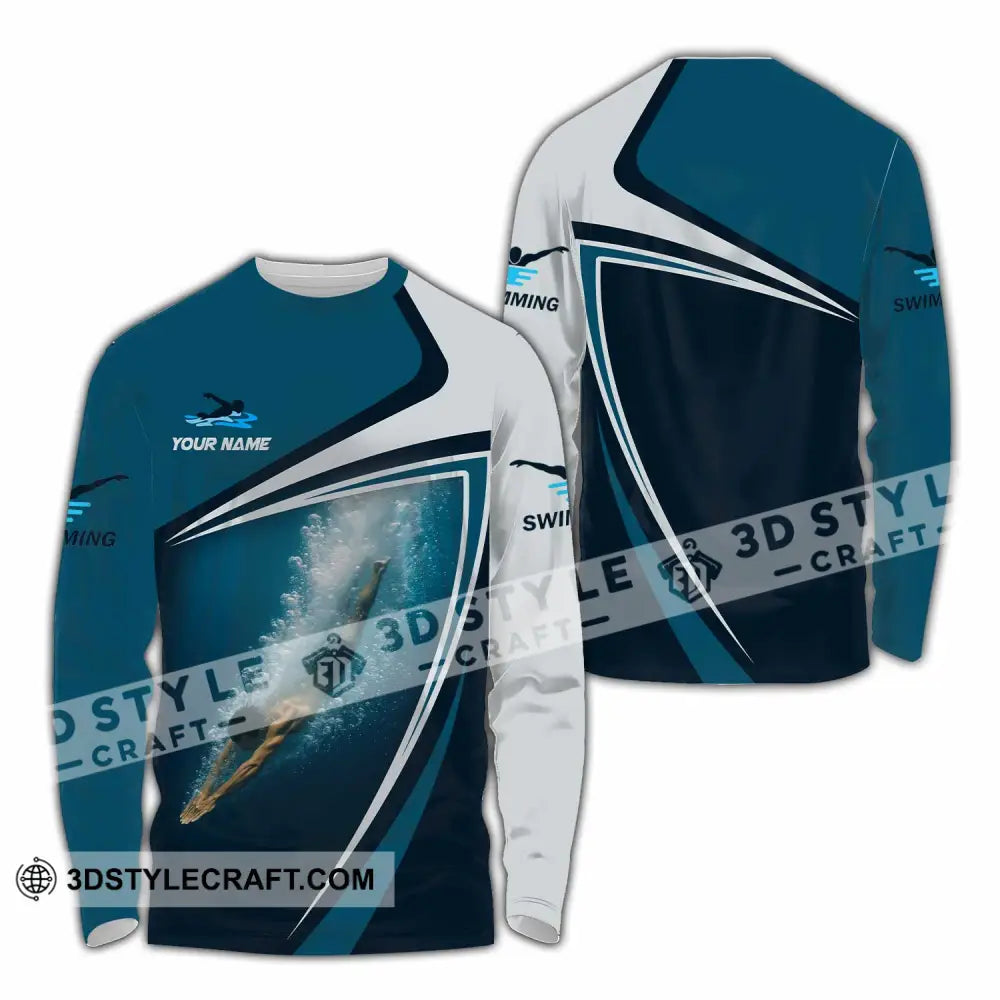 Unisex Shirt - Custom Swimming 3D Shirt - Long Sleeve Shirt / S - T-shirt