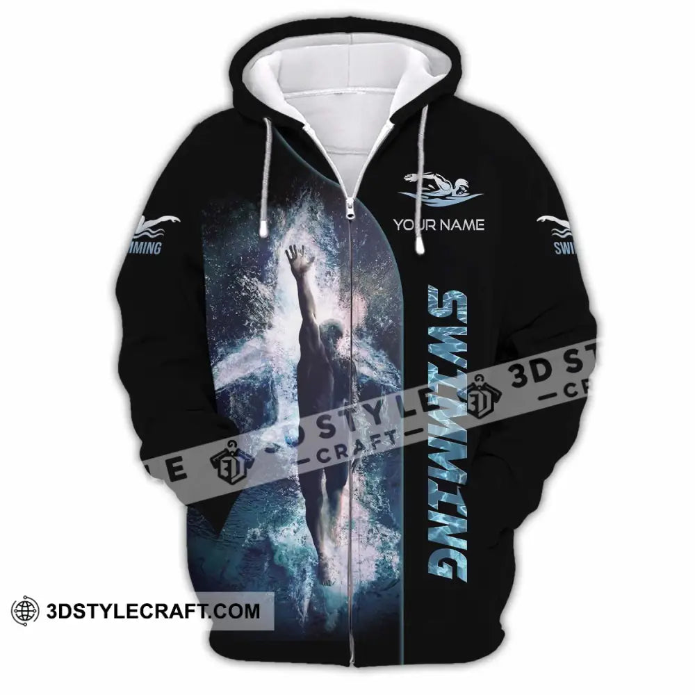 Unisex Shirt - Custom Swimming 3D Shirt Zipper Hoodie / S T-shirt