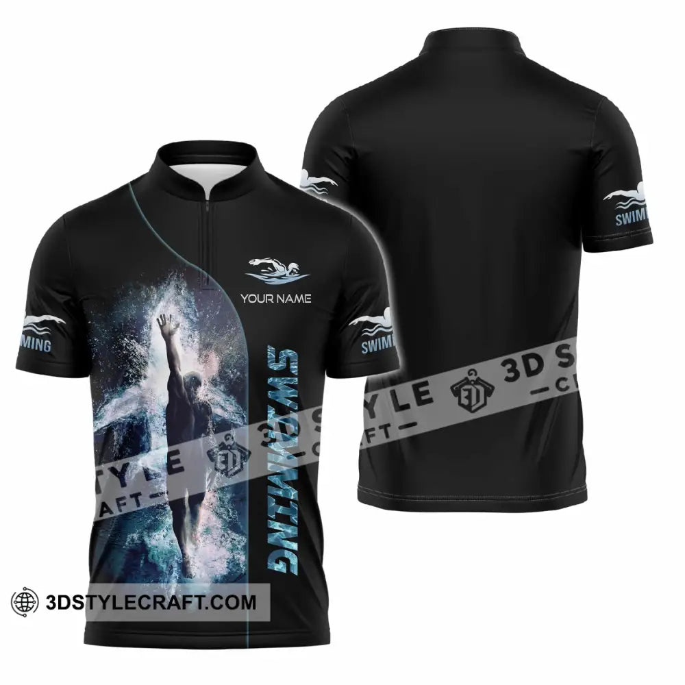 Unisex Shirt - Custom Swimming 3D Shirt Zipper Polo Shirt / S T-shirt