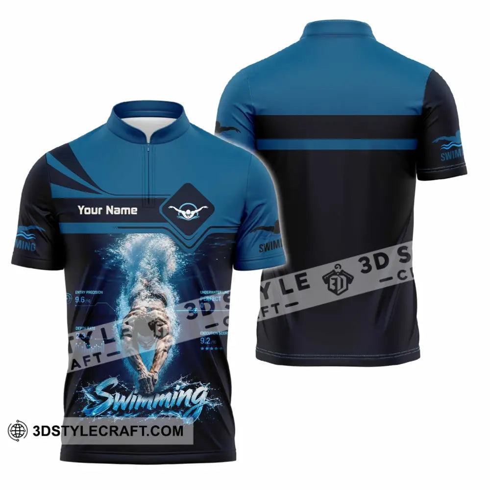 Unisex Shirt - Custom Swimming Shirt - Zipper Polo Shirt / S - T-shirt