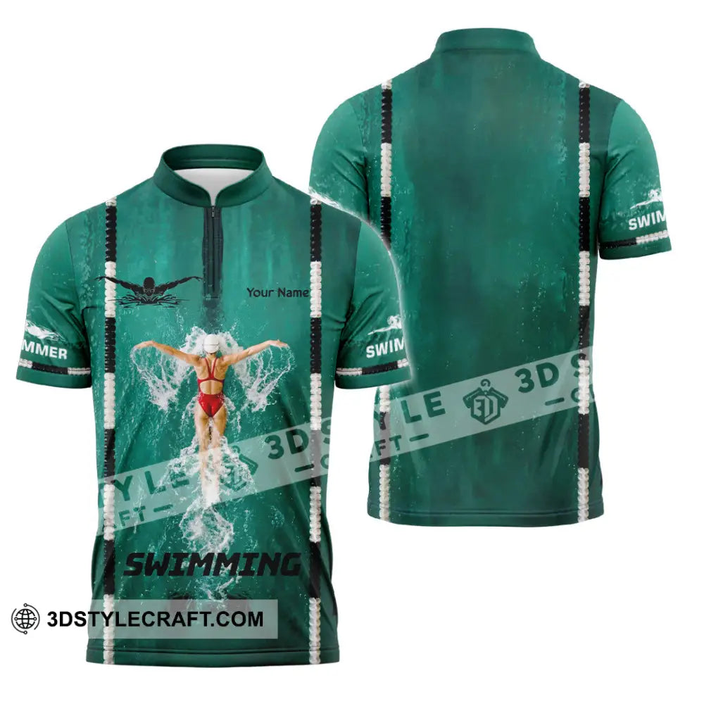 Unisex Shirt - Custom Swimming Shirt - Zipper Polo Shirt / S - T-shirt