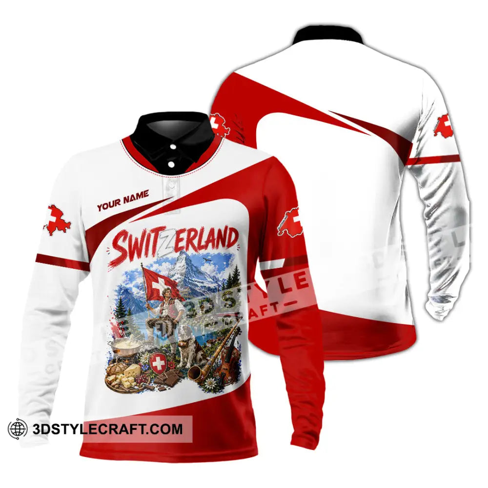 Unisex Shirt - Custom Switzerland Shirt - Long Sleeve Polo / S - T-shirt