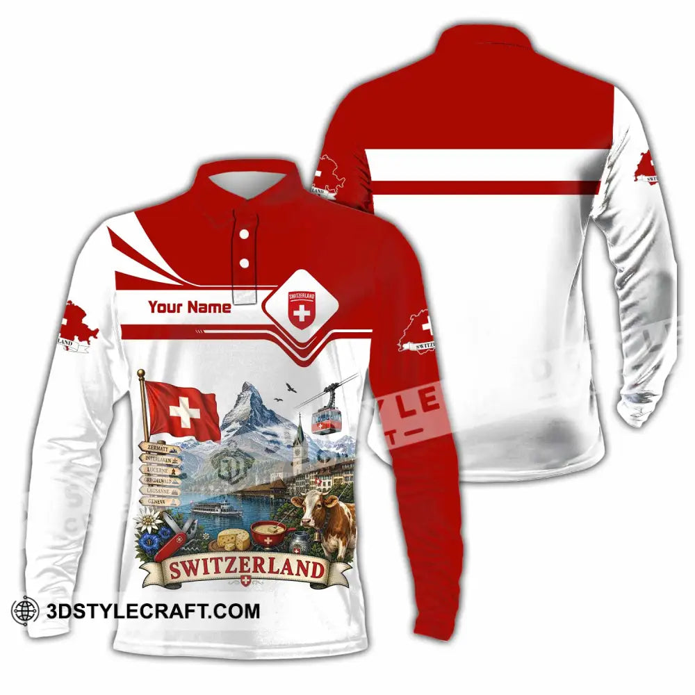 Unisex Shirt - Custom Switzerland Shirt - Long Sleeve Polo / S - T-shirt